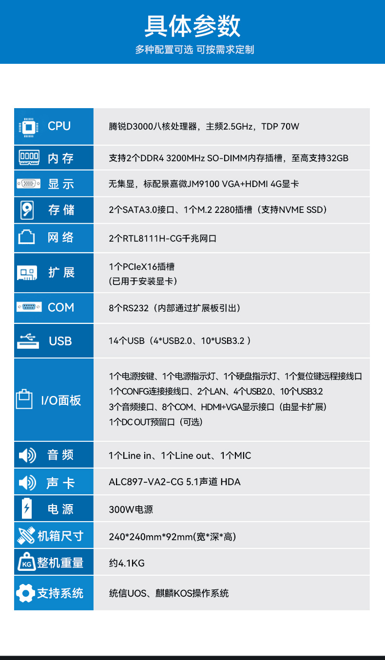 國產騰銳D3000工控機,麒麟統信系統,工業自動化工控主機,DTB-2105S-UD3KMC.jpg